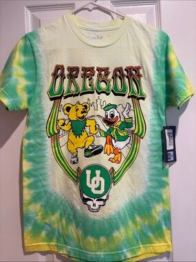 University of Oregon Grateful Dead Tie-Dye Graphic Tee with Duck & Bear - Size S